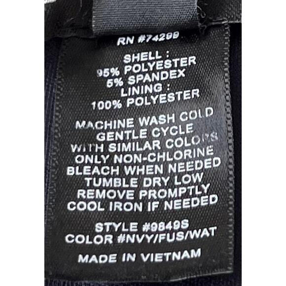 ENFOCUS STUDIO MIDI BLOUSON DRESS, WOMENS, 8, NAVY BLUE ORANGE PINK, TIE WAIST - Picture 8 of 8